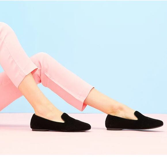 Birdies The Starling Velvet Flat Slip On Loafers Shoes Smoking Slippers, Black - Picture 13 of 14